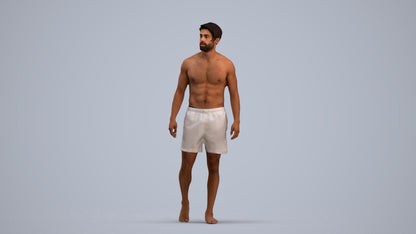 realistic 3D people man pool, render-ready for V-Ray and Corona, FBX OBJ, standing pose render