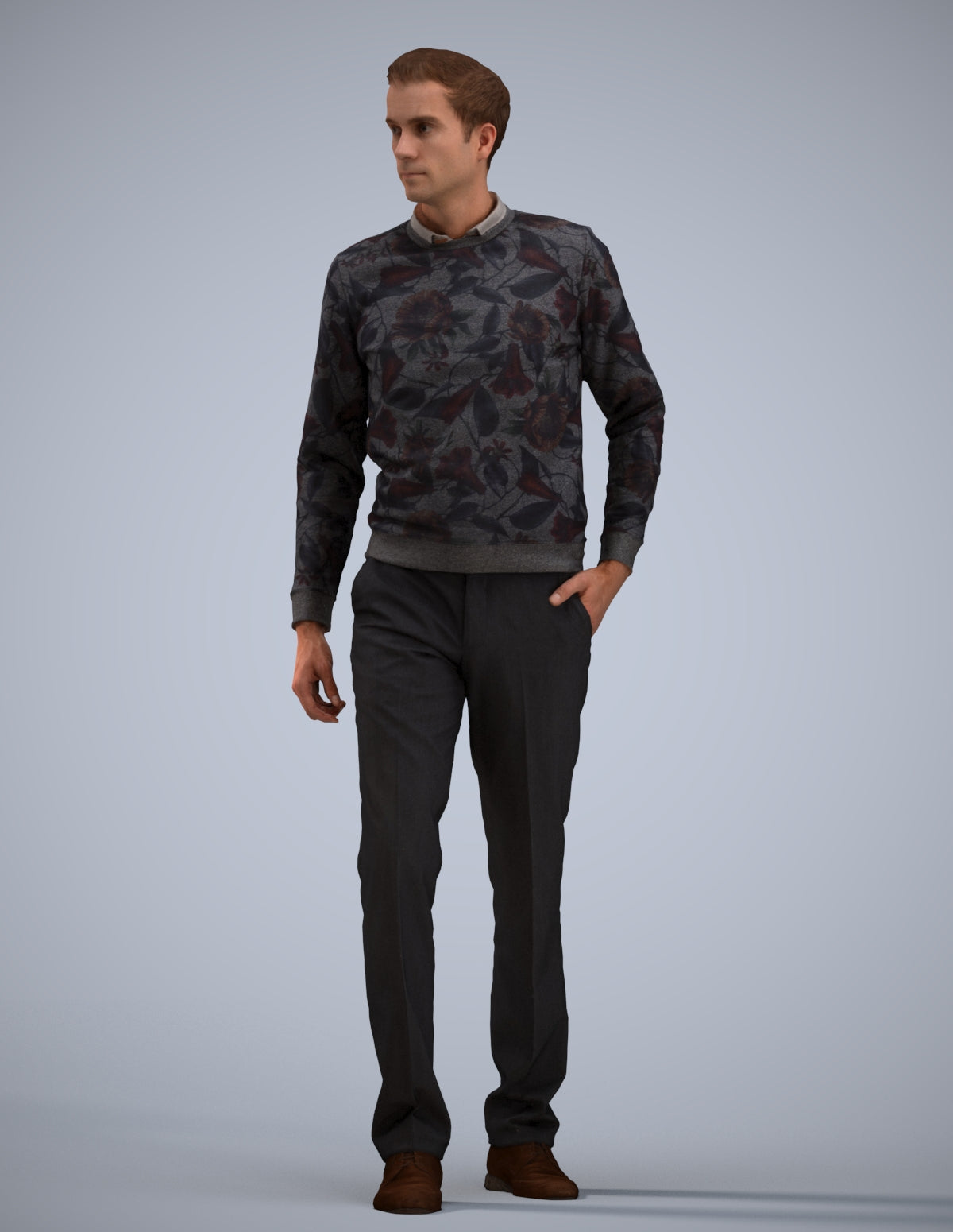 realistic 3D people man casual standing, render-ready for V-Ray and Corona, FBX OBJ
