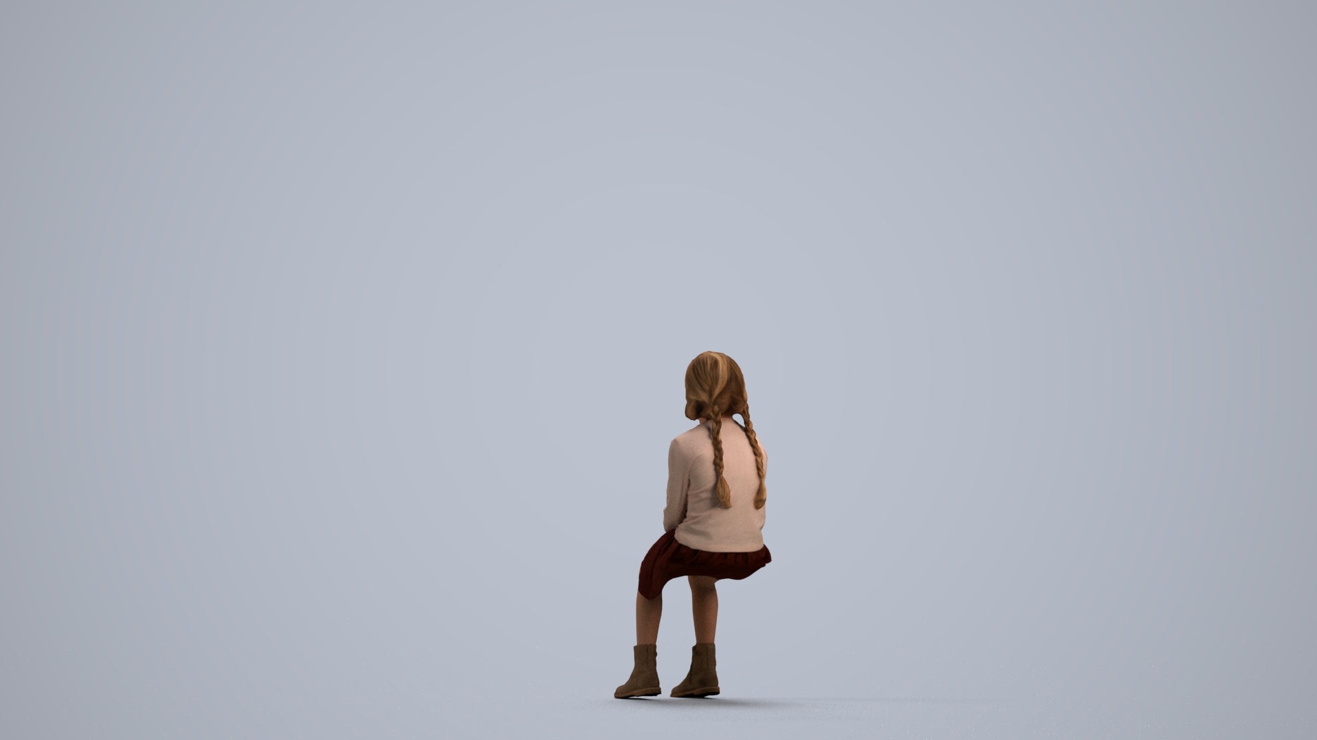 realistic 3D human girl casual kids, archviz people FBX OBJ for Blender, front view render