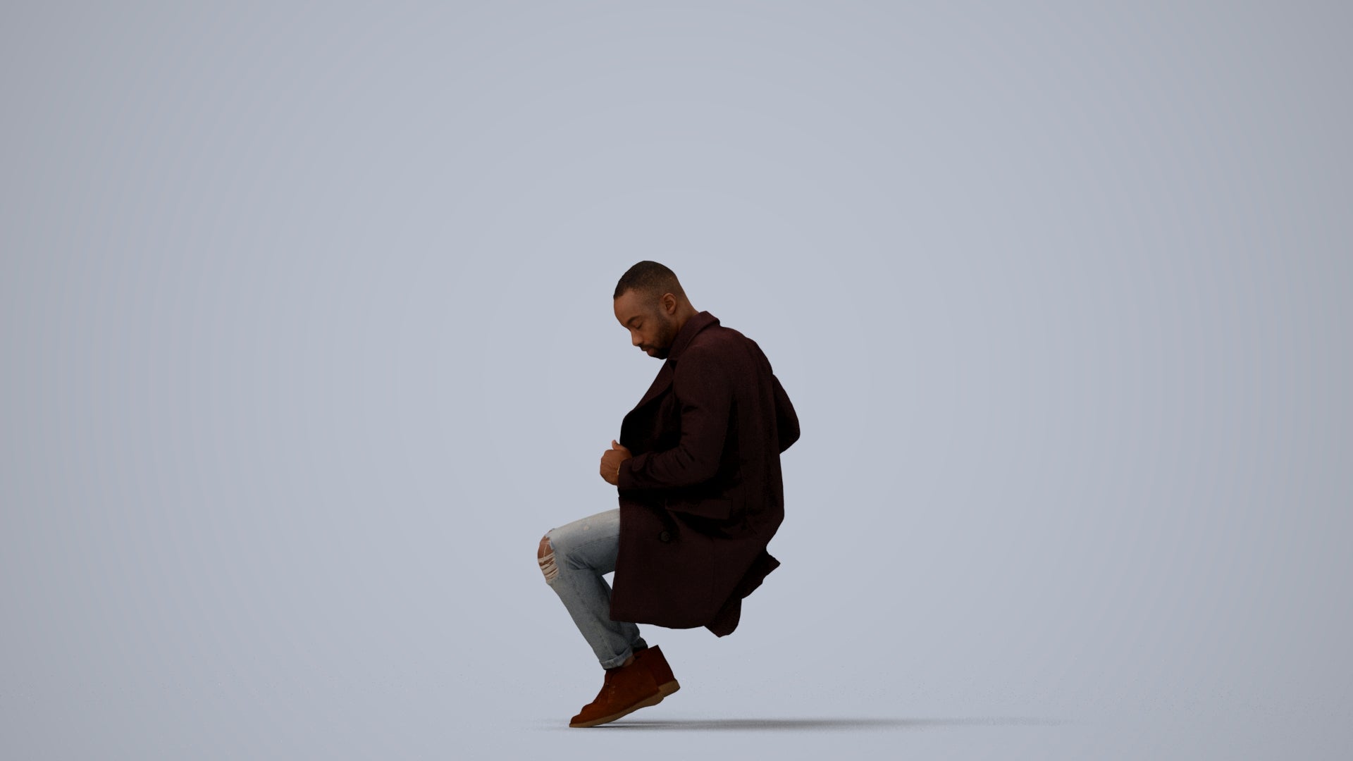 realistic 3D people man casual sitting, render-ready for V-Ray and Corona, FBX OBJ, three-quarter view render