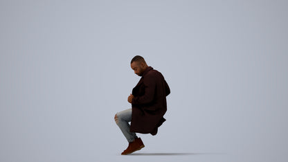 realistic 3D people man casual sitting, render-ready for V-Ray and Corona, FBX OBJ, three-quarter view render