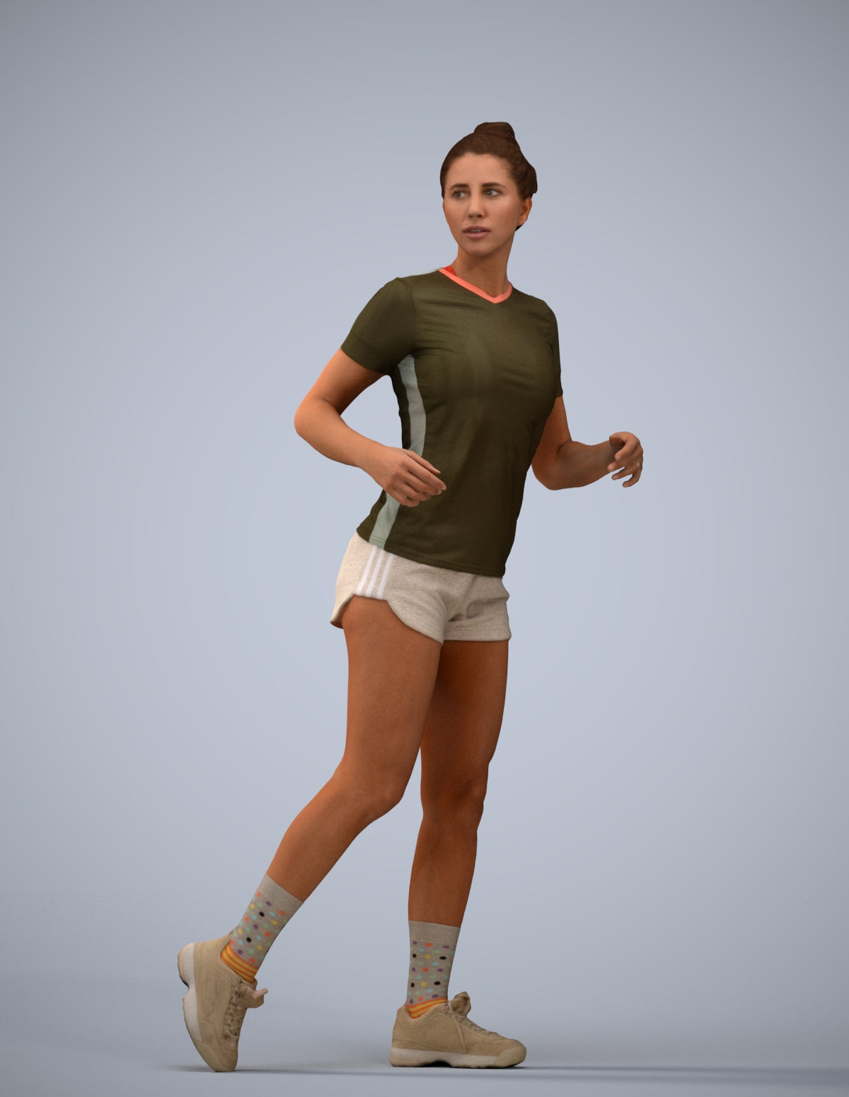 scanned 3D woman sport, photogrammetry people for Enscape and V-Ray
