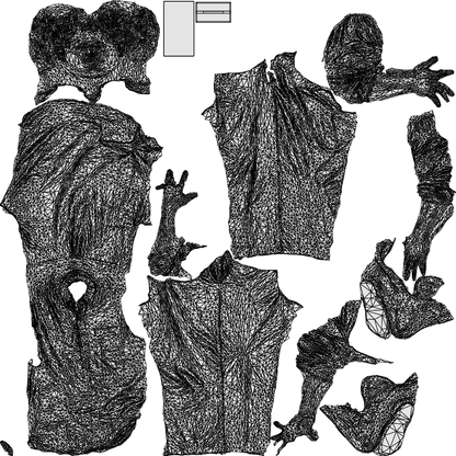 realistic 3D human man casual standing, archviz people FBX OBJ for Blender, wireframe top-down view