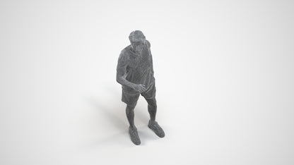 realistic 3D people man sport standing, render-ready for V-Ray and Corona, FBX OBJ, wireframe three-quarter view