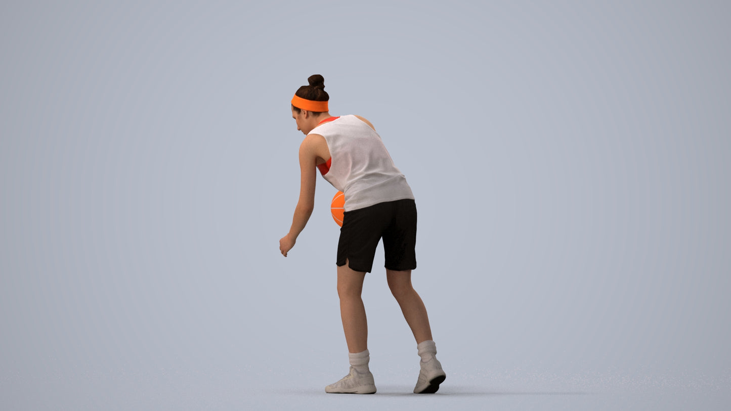 realistic 3D human woman sport, archviz people FBX OBJ for Blender, three-quarter view render
