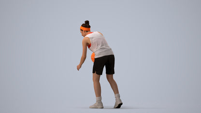 realistic 3D human woman sport, archviz people FBX OBJ for Blender, three-quarter view render