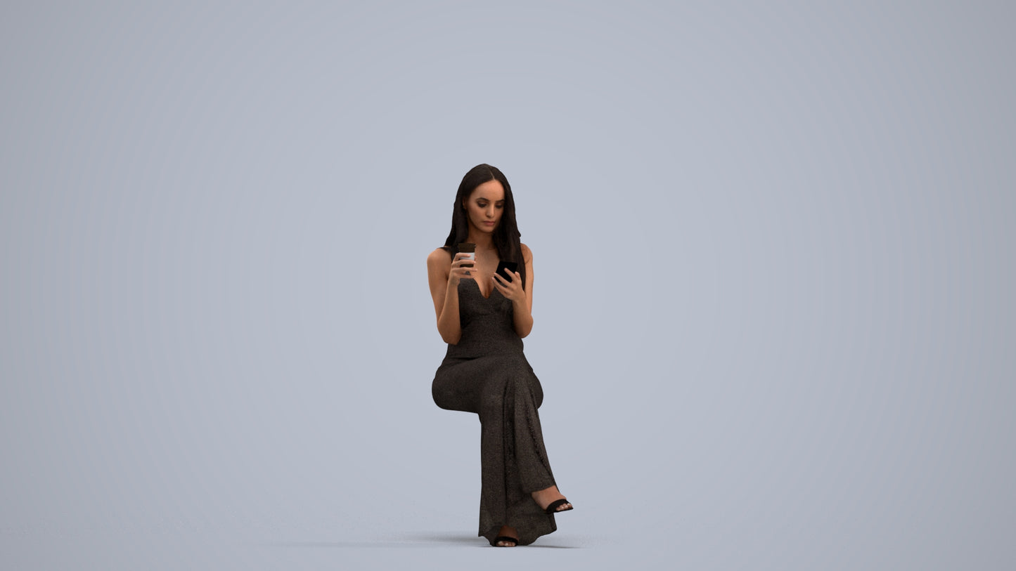 realistic 3D human woman formal formalaffairs, archviz people FBX OBJ for Blender, standing pose render