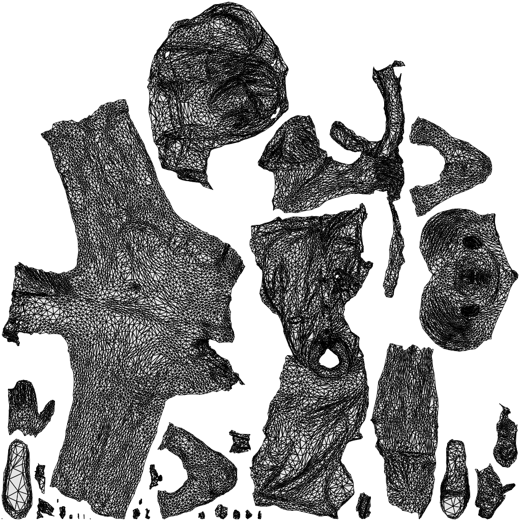 scanned 3D boy kids, photogrammetry people for Enscape and V-Ray, wireframe top-down view