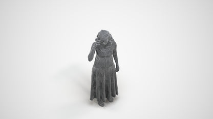3D people model woman casual standing, scanned human for 3ds Max rendering, wireframe three-quarter view
