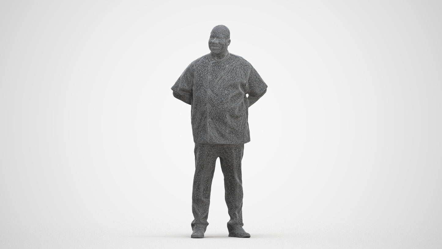 scanned 3D man hospitality, photogrammetry people for Enscape and V-Ray, three-quarter front view render