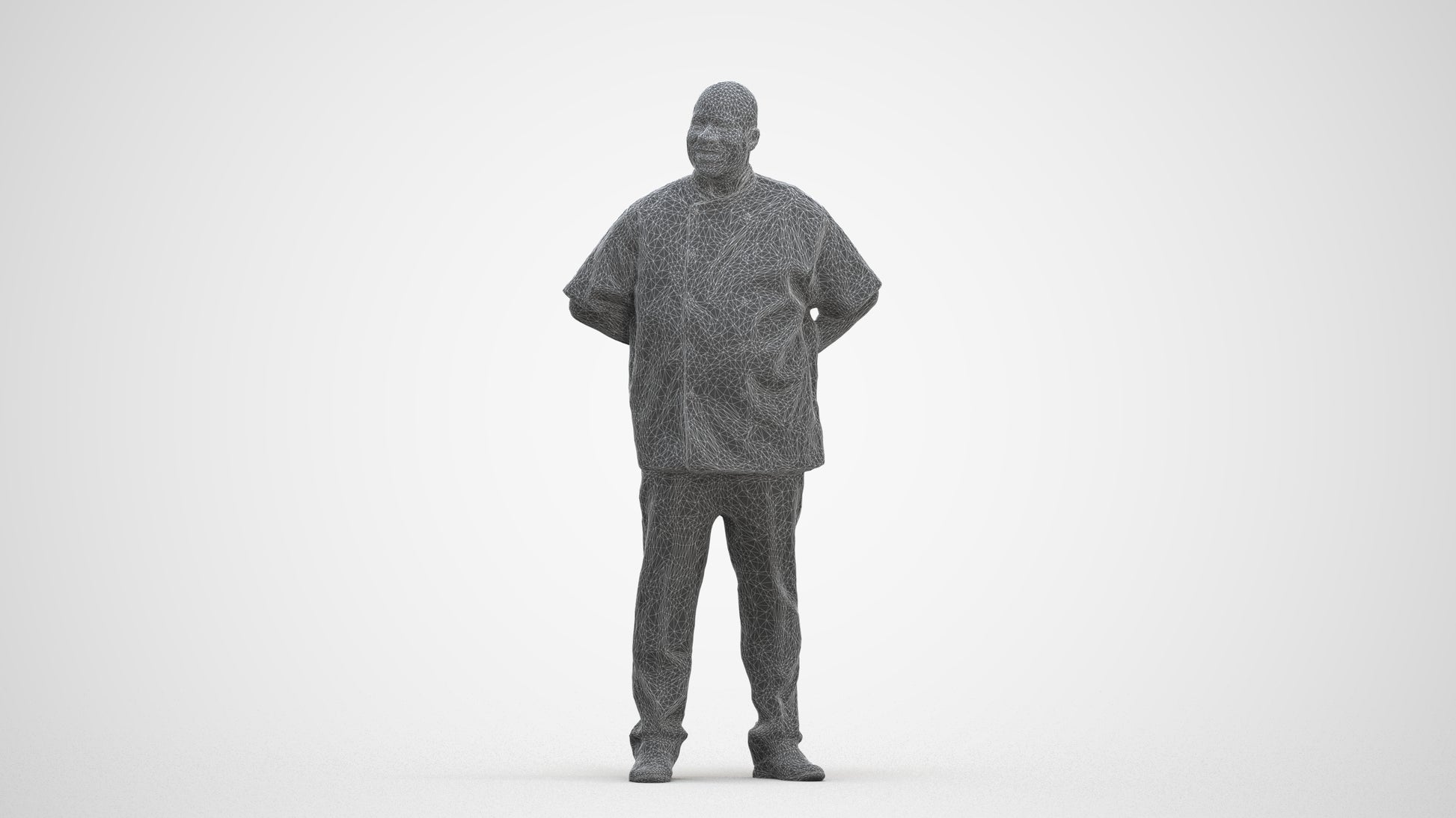 scanned 3D man hospitality, photogrammetry people for Enscape and V-Ray, three-quarter front view render