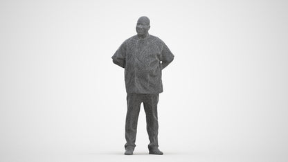 scanned 3D man hospitality, photogrammetry people for Enscape and V-Ray, three-quarter front view render