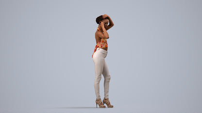photogrammetry 3D woman casual standing, realistic human model archviz FBX, side view render