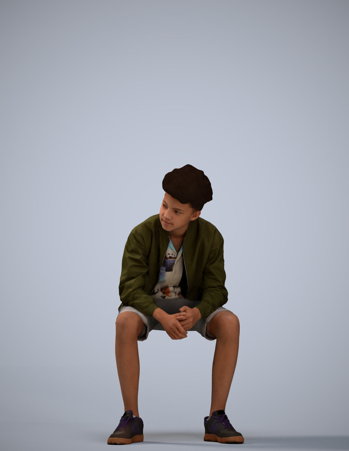 3D human model boy casual kids, photogrammetry scanned person for archviz