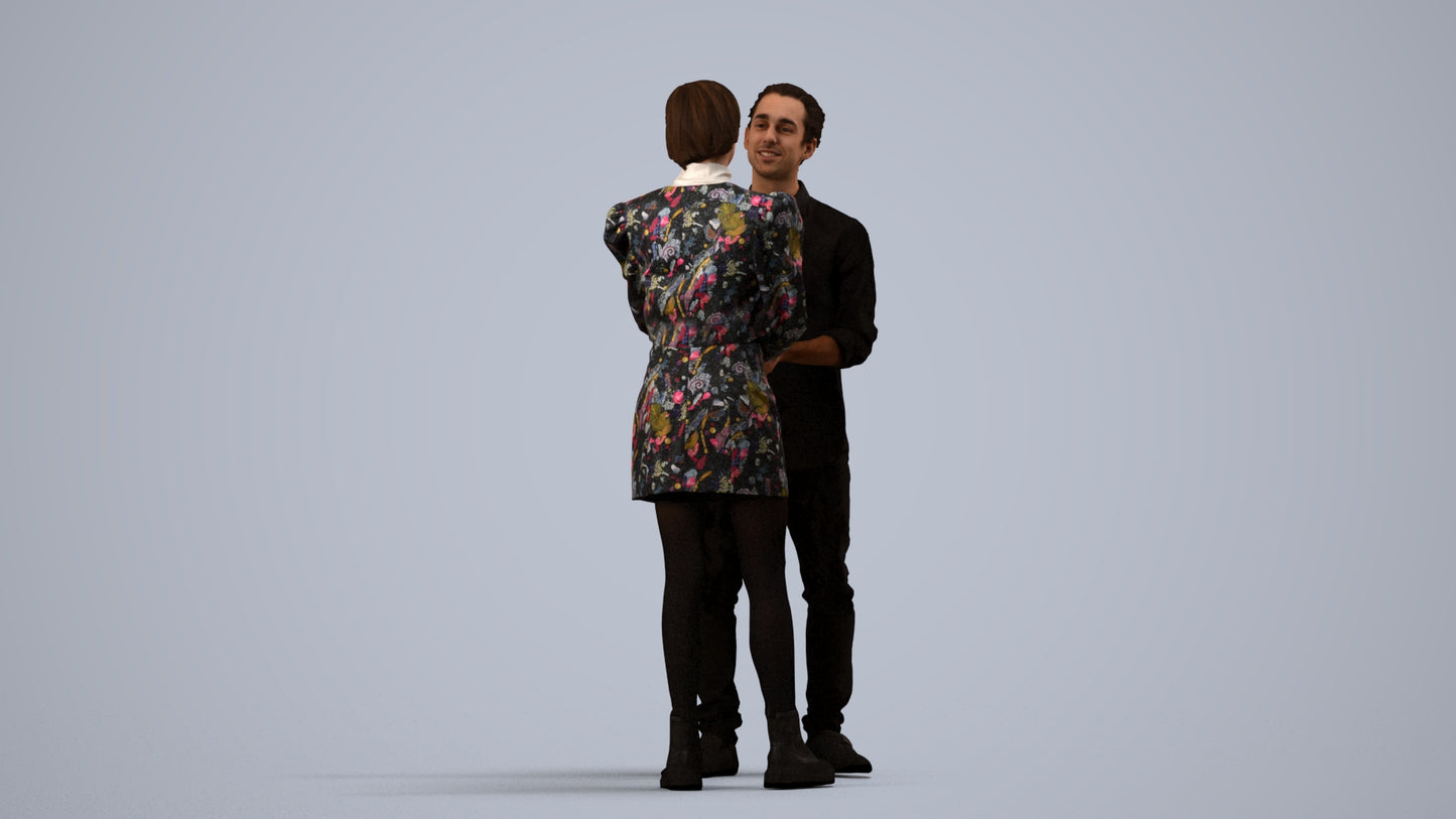 realistic 3D people woman business, render-ready for V-Ray and Corona, FBX OBJ, side view render