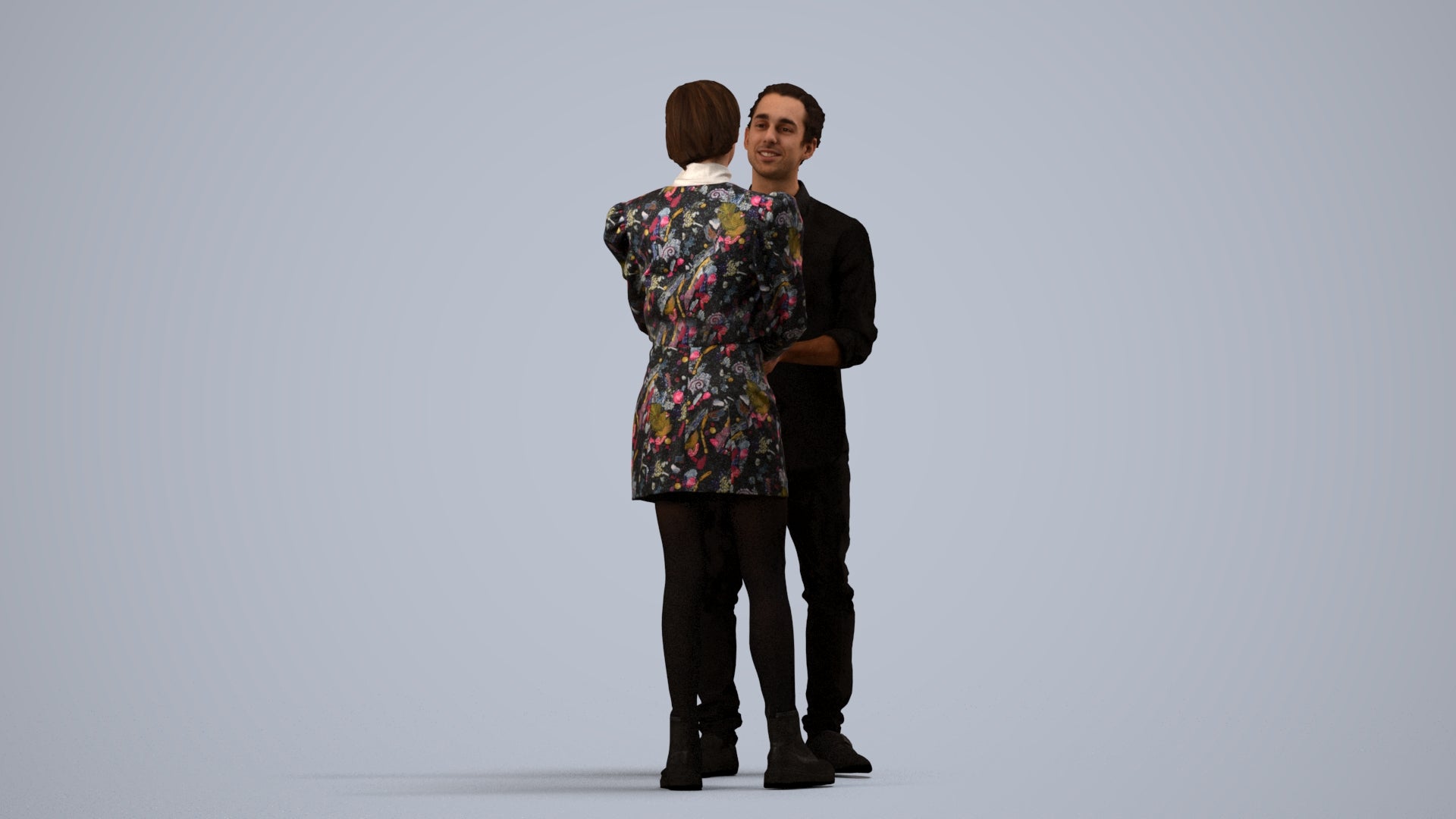realistic 3D people woman business, render-ready for V-Ray and Corona, FBX OBJ, side view render