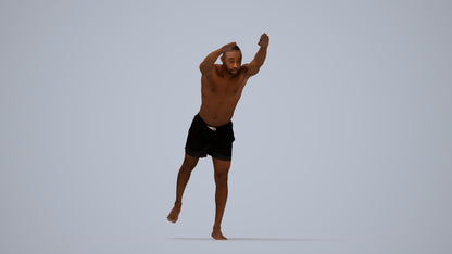 3D people model man pool, scanned human for 3ds Max rendering, top-down view render