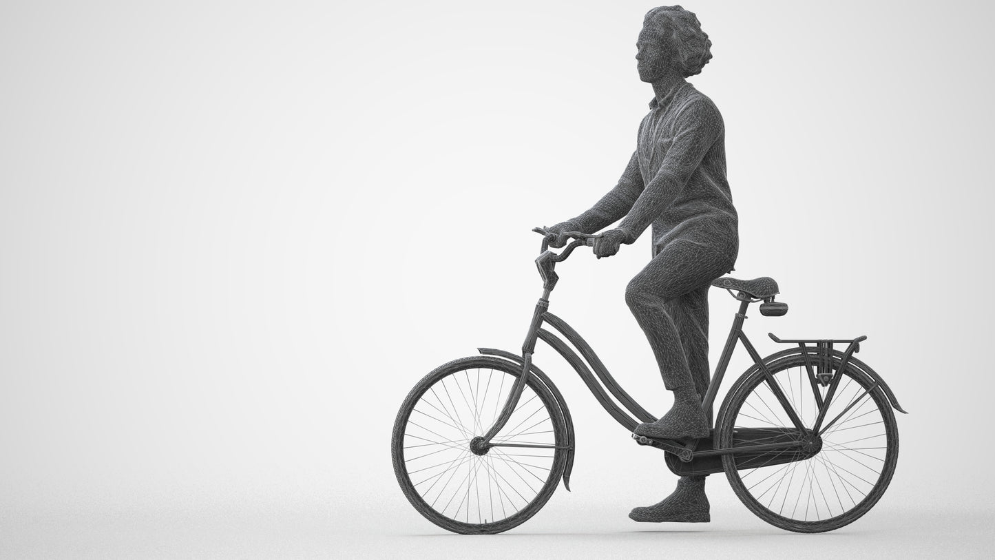 scanned 3D man business cycling, photogrammetry people for Enscape and V-Ray, square thumbnail