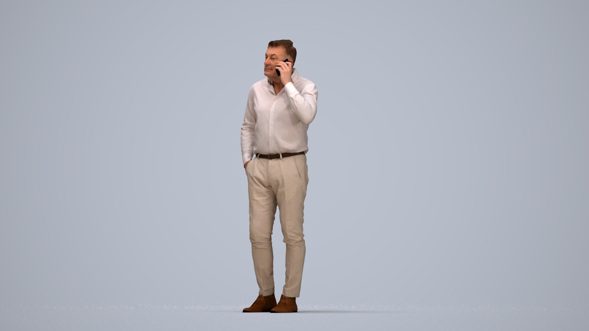 realistic 3D people man casual standing, render-ready for V-Ray and Corona, FBX OBJ, top-down view render