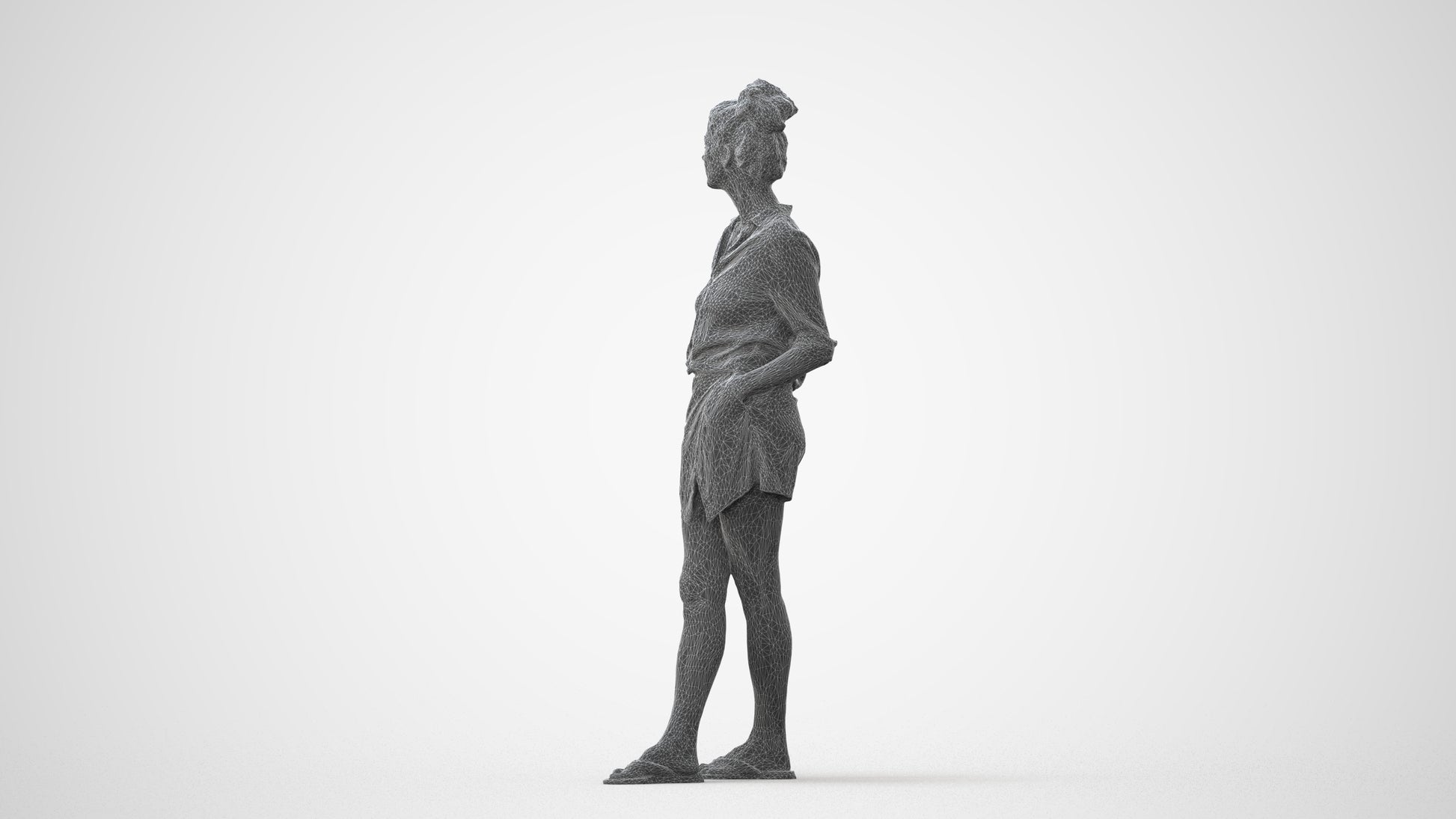 realistic 3D human woman casual standing, archviz people FBX OBJ for Blender, square thumbnail
