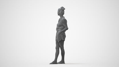 realistic 3D human woman casual standing, archviz people FBX OBJ for Blender, square thumbnail