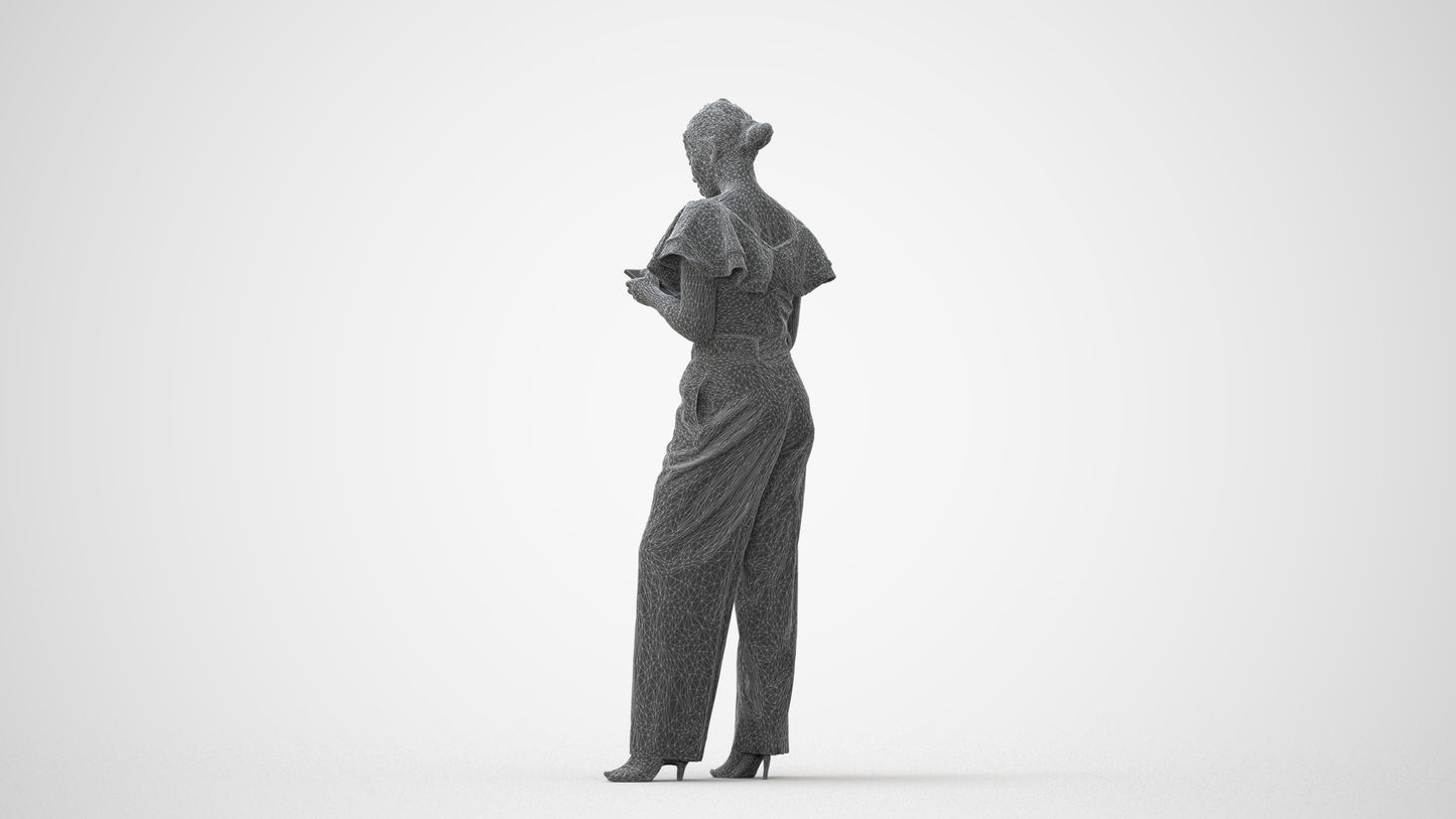 realistic 3D human woman business standing, archviz people FBX OBJ for Blender, square thumbnail
