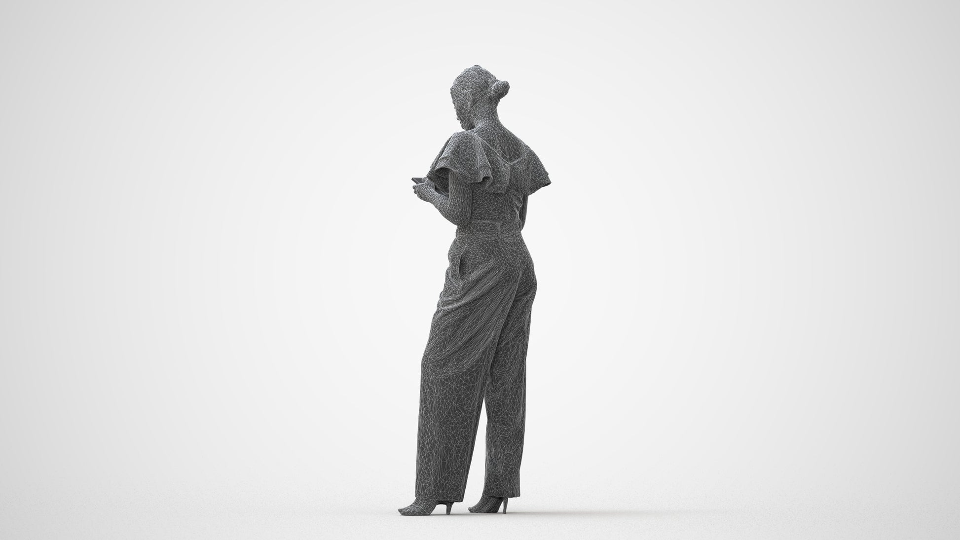 realistic 3D human woman business standing, archviz people FBX OBJ for Blender, square thumbnail