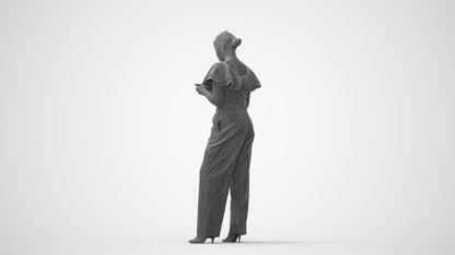 realistic 3D human woman business standing, archviz people FBX OBJ for Blender, square thumbnail