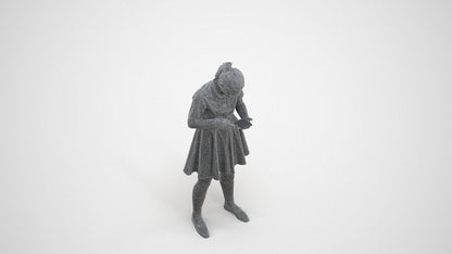 realistic 3D human girl kids, archviz people FBX OBJ for Blender, wireframe three-quarter view