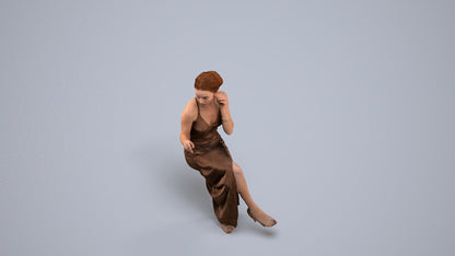 3D human model woman formal formalaffairs, photogrammetry scanned person for archviz, back view render