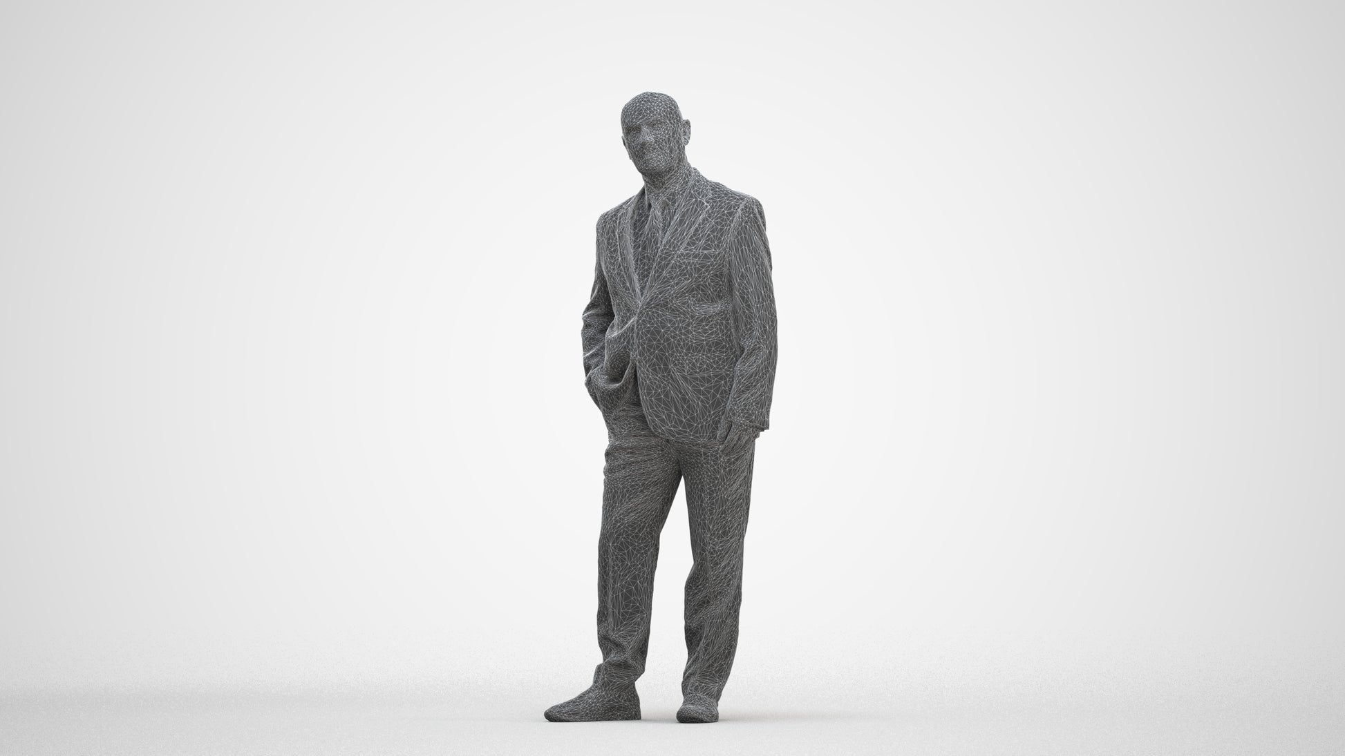 photogrammetry 3D senior man business, realistic human model archviz FBX, three-quarter front view render