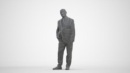 photogrammetry 3D senior man business, realistic human model archviz FBX, three-quarter front view render
