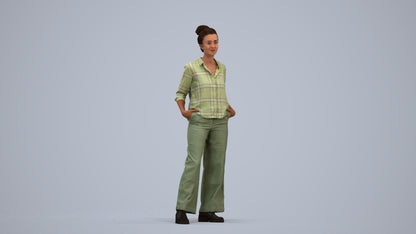 scanned 3D woman casual standing, photogrammetry people for Enscape and V-Ray, standing pose render
