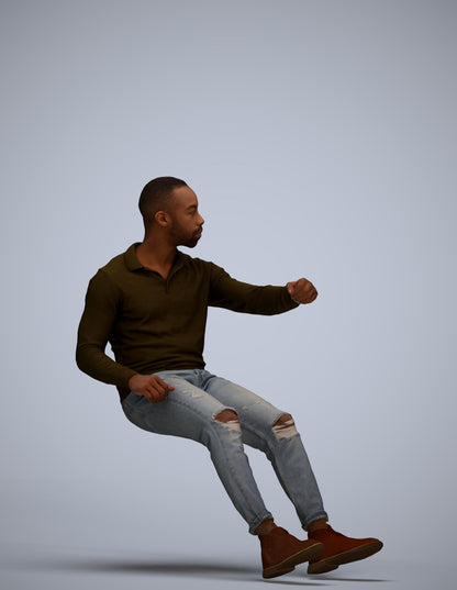 photogrammetry 3D man casual driving, realistic human model archviz FBX
