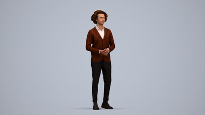 photogrammetry 3D man casual standing, realistic human model archviz FBX, standing pose render