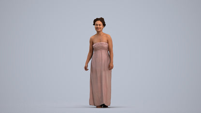 3D human model woman casual standing, photogrammetry scanned person for archviz, standing pose render