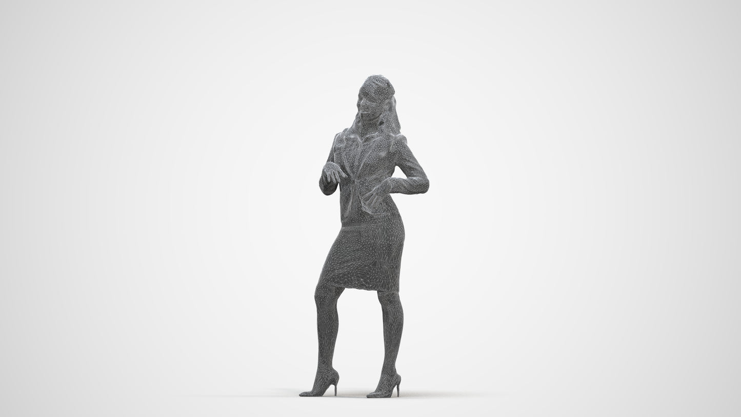 photogrammetry 3D woman business, realistic human model archviz FBX, three-quarter front view render