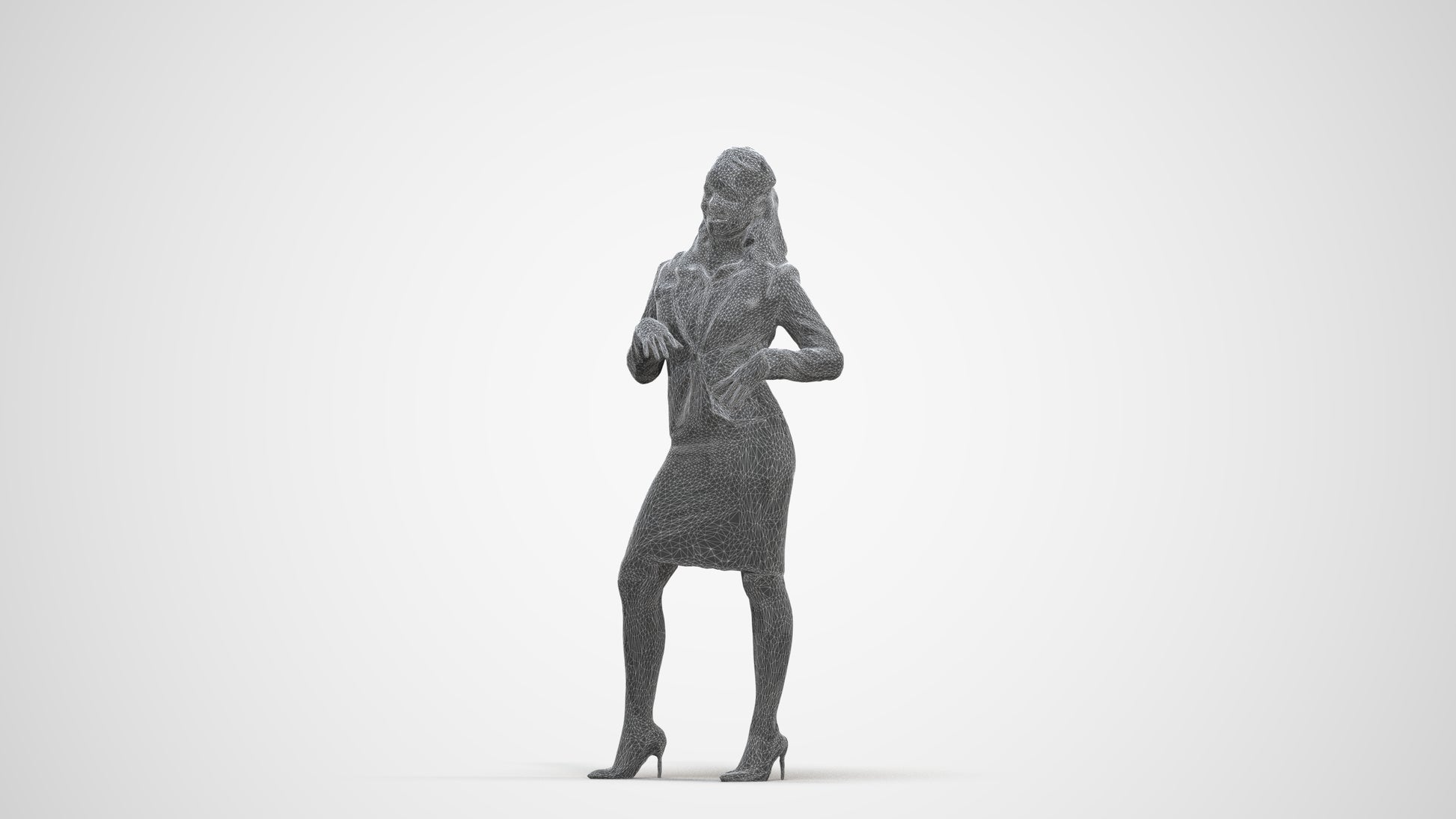 photogrammetry 3D woman business, realistic human model archviz FBX, three-quarter front view render