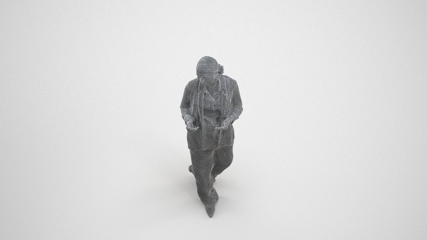 3D people model woman business walking, scanned human for 3ds Max rendering, wireframe three-quarter view