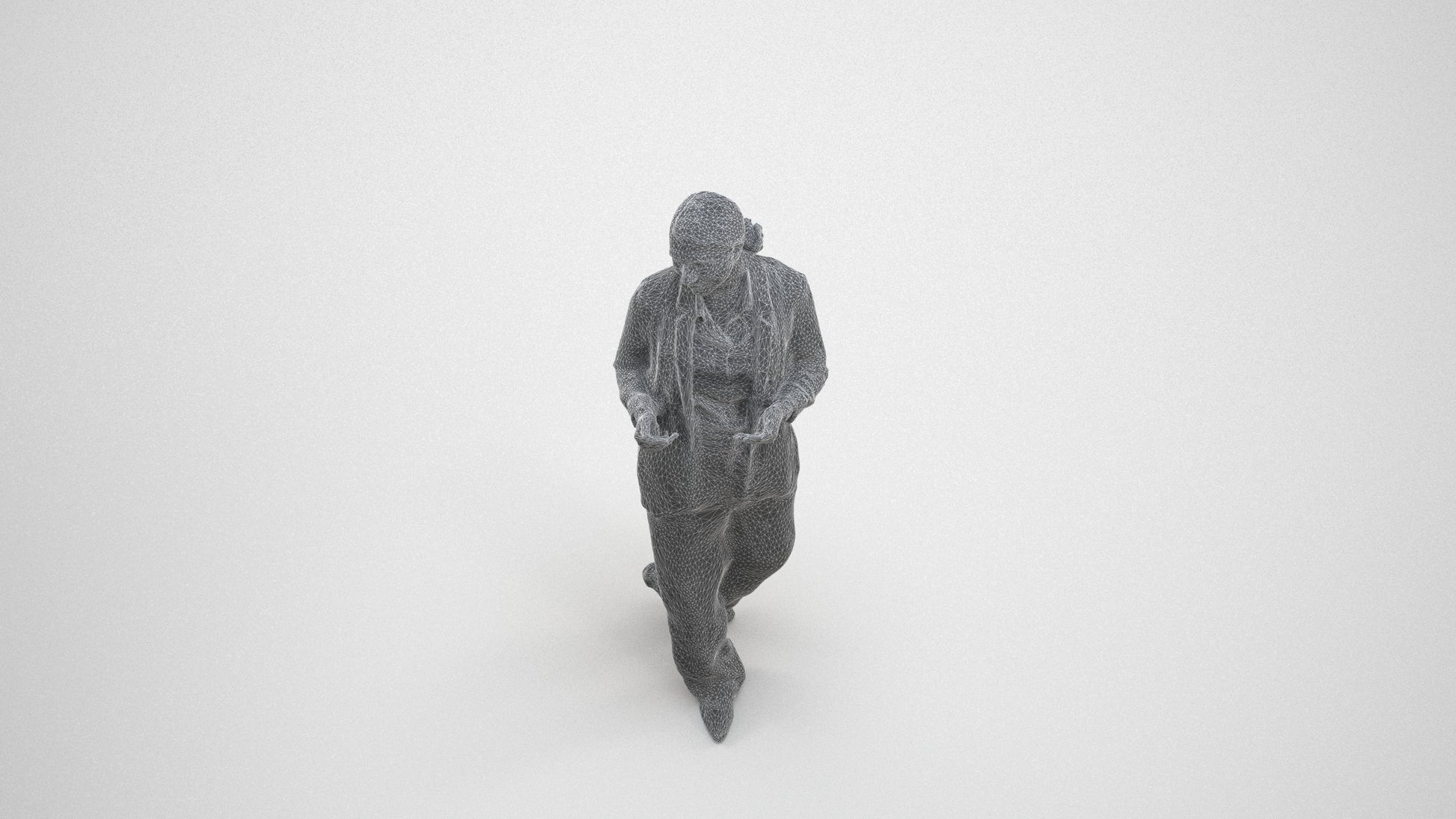 3D people model woman business walking, scanned human for 3ds Max rendering, wireframe three-quarter view