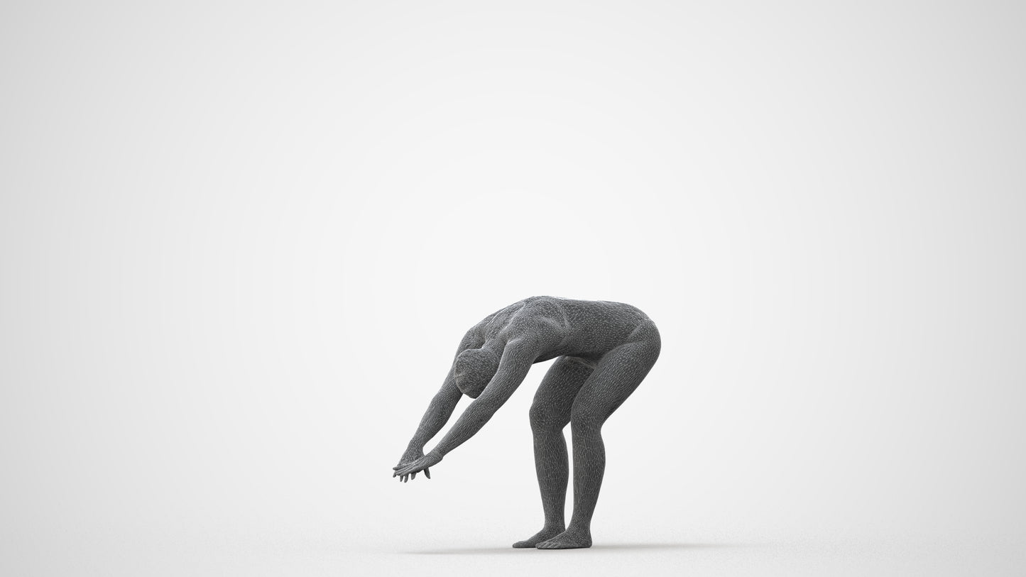 3D human model woman sport pool, photogrammetry scanned person for archviz, square thumbnail