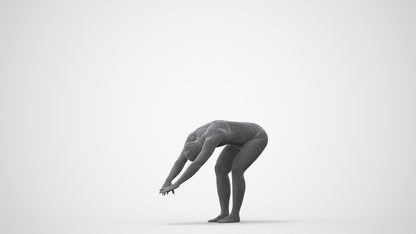3D human model woman sport pool, photogrammetry scanned person for archviz, square thumbnail