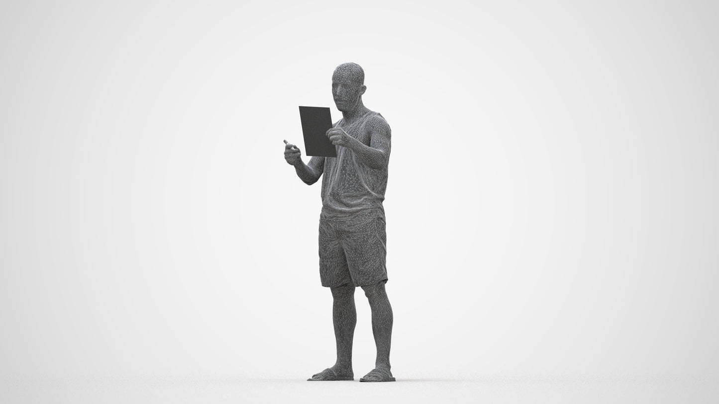realistic 3D people man standing, render-ready for V-Ray and Corona, FBX OBJ, wireframe back view