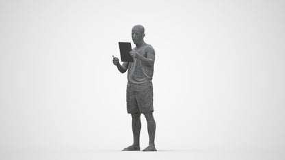 realistic 3D people man standing, render-ready for V-Ray and Corona, FBX OBJ, wireframe back view