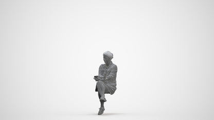 3D people model woman casual sitting, scanned human for 3ds Max rendering, three-quarter front view render