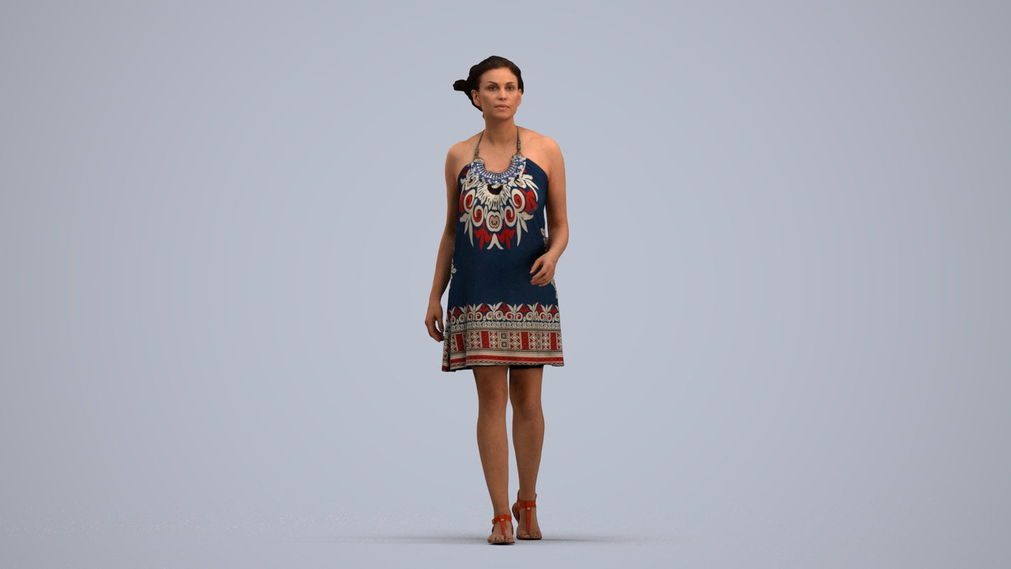 realistic 3D people woman walking, render-ready for V-Ray and Corona, FBX OBJ, standing pose render