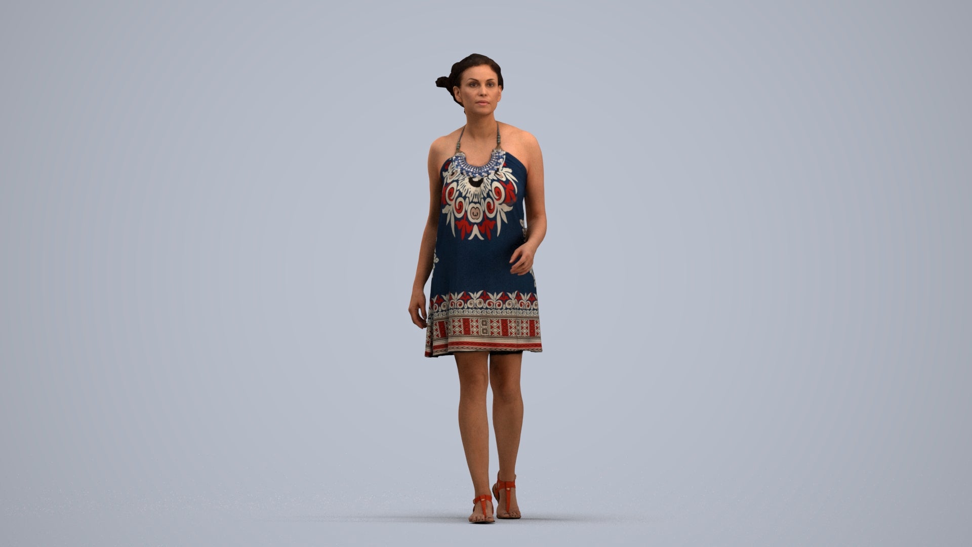 realistic 3D people woman walking, render-ready for V-Ray and Corona, FBX OBJ, standing pose render