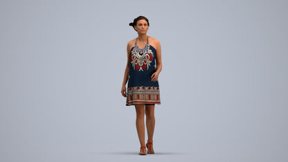 realistic 3D people woman walking, render-ready for V-Ray and Corona, FBX OBJ, standing pose render