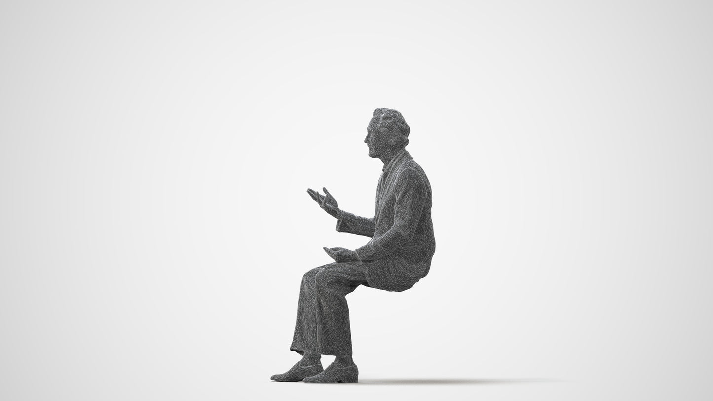 3D human model man business, photogrammetry scanned person for archviz, square thumbnail