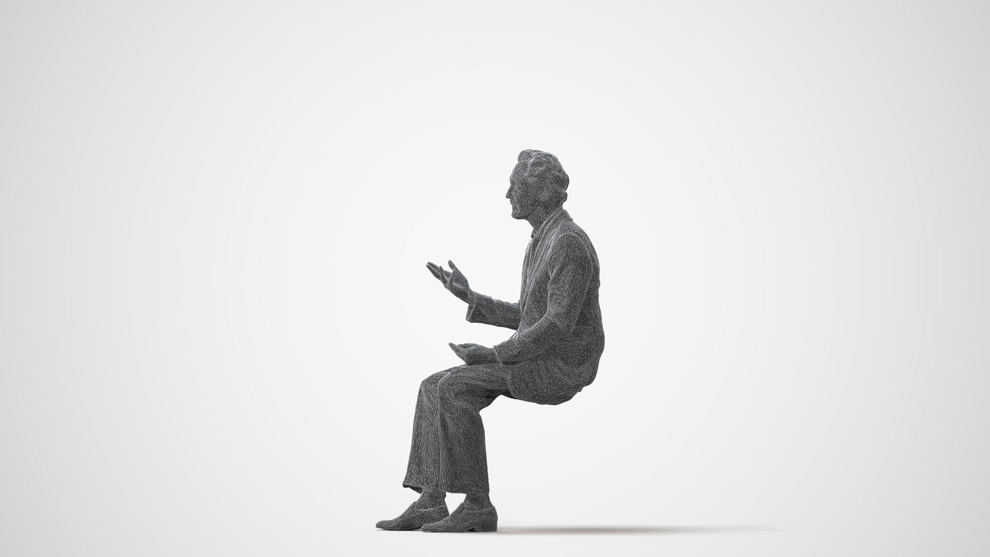 3D human model man business, photogrammetry scanned person for archviz, square thumbnail